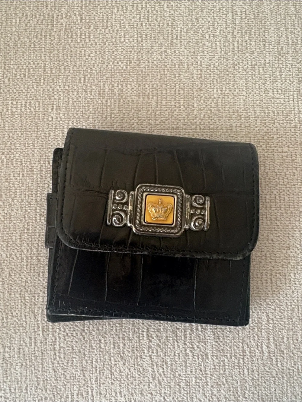 Brighton Black Card & Key Holder with Crown Accent